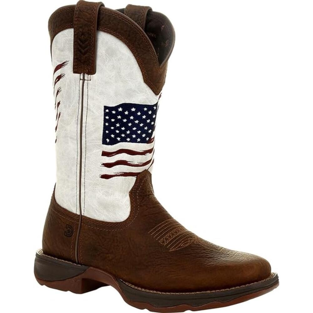 Durango Lady Rebel Western Boots Women's 6.5 Brown American Flag Leather‎ USA